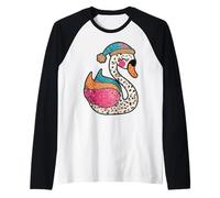 Colorful Cute Swan Wearing Hat Fun Zoo Wildlife Raglan Baseball Tee