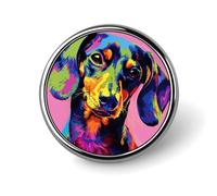 Colorful Dachshund Dog Pop Art Round Pin Brooch Enamel Lapel Badges Jewelry Decor for Backpack Hats