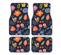 Colorful Daisy Car Mats 4 Pieces Flower Universal Floor Car Mats Non-Slip Vehicle Carpet for SUV Van Truck Sedan
