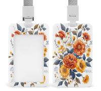 Colorful Daisy Carnation Larkspur ID Badge Holder Retractable Clip Card Holder Card Protector Name Badge Name Tag for Work Office Doctor Nurse