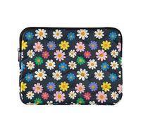 Colorful Daisy Floral White Black Protector Laptop Cases Laptop Sleeves Padded Pouch Business Computer Cover Travel for Computer Pro Sleeve 14 Inch Universal Large