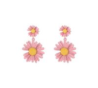 Colorful Daisy Flower Earrings for Women Boho Charm Double Layered Yellow Sunflower Wild Lily Petal Floral Flowers Dangle Drop Earrings for 60s 70s Spring Summer Hawaii Vacation Fashion Jewelry Gifts