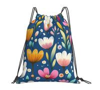 Colorful Daisy Flower Spring Tulip Women Men String Backpack Durable Gym Sack Waterproof Drawstring Backpack For Holidays Travel Sports