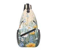 Colorful Daisy Leaves Crossbody Bag for Women Men, Spring Plant Sling Backpack Lightweight Chest Pack Water-Resistant Travel Hiking Sling Bag