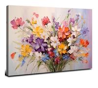 Colorful Daisy Wall Art Abstract Flower Picture for Bathroom Aesthetic Botanical Themed Wildflower Wall Decor Floral Painting Print Canvas Modern Artwork Living Room Dining Room Home Decoration 20x30”