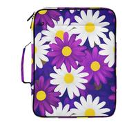 Colorful Daisy White Purple Expandable Filing Folder Binder Organizer Bag, Water Resistant Portfolio Case for Document Management, School and Office Storage