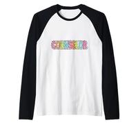 Colorful Dalmatian Dot Print Counselor Message Raglan Baseball Tee