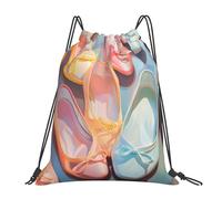 Colorful Dance Shoes Lightweight Drawstring Backpack, Colorful Jellyfish Seahorse Waterproof Daypack Bag for Gym Travel Party, and Everyday Use