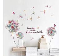 Colorful Dandelion Wall Decals Inspirational Letters Butterfly Wall Stickers Living Room Bedroom Sofa TV Background Wall Art Decor