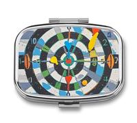 Colorful Dart Board Pill Box 2 Compartment Pill Case Portable Pocket Pill Organizer Medicine Vitamin Organizer for Men Women