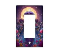 Colorful Day of the Dead Light Switch Cover Plates/Outlet Covers, Violet Floral Design for Home Decor, Thermoplastic Wall Plates, Standard Size Single Rocker