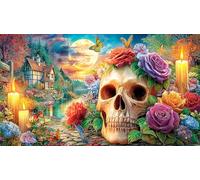 Colorful-Day-of-the-Dead-skeleton-woman Puzzle Game 1000 Piece Recycled Paper Impossible Hard Difficult Challenging for Women, Gifts for Men for Decompression 38x26/1000pcs