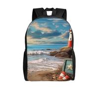 Colorful Daypack Lighthouse Beach School Backpack Waterproof Travel Bag for Camping, Travel, School, 42X32X14Cm