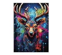 Colorful Deer Art Print-5 Wooden Picture Puzzle for Adults, 300 PCS