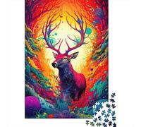 Colorful Deer Forest 1000 Piece Jigsaw Puzzle Paper for Adults Vibrant Nature Artwork Relaxing Home Gift 70x50cm/1000pcs