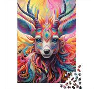 Colorful Deer Head Art 1000 Piece Jigsaw Puzzle Paper for Adults Unique Artistic Style Relaxation Focus Family Interaction Home Decor Gift 70x50cm/1000pcs