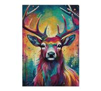 Colorful Deer Portrait-20 Illustrated Jigsaw Puzzle for Adults, 300 PCS