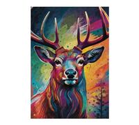 Colorful Deer Portrait-23 Jigsaw Puzzle for Adults, 300 PCS