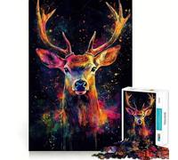 Colorful Deer Portrait Jigsaw Puzzles for Adults1000 Pieces DownTime Game Calm Daily Fun Challenge Nice Art (50x75cm)