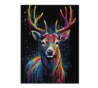 Colorful Deer With Drips Artistic Jigsaw Puzzle for Adults, 500 PCS