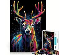 Colorful Deer With Drips Puzzles for Adults 1000 Pieces Brain Calisthen Indoor Play Pattern Assemble Home Display (50x75cm)