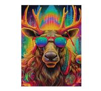 Colorful Deer with Sunglasses Distinctive Jigsaw Puzzle for Adults, 500 PCS