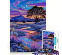 Colorful Desert Landscape Painting Jigsaw Puzzles for Adults1000 Pieces Serene Game Home Fun Pattern Build Xmas Idea (38x52cm)