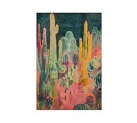 Colorful Desert Neon Cactus Garden Art Canvas Poster Bedroom Decor Landscape Office Room Decor Gift 20x30inch(50x75cm)