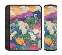 Colorful Desert with Cacti and Blooming Flowers 2 pcs car Shoulder Pads for seat Belts Stop seat Belt Cutting into Neck for Sedan Protector para cinturón de carro