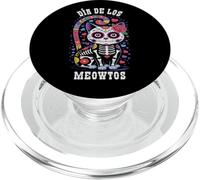 Colorful DIA DE LOS MEOWTOS Cat Muertos Gata Feline Skeleton PopSockets PopGrip for MagSafe