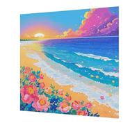 Colorful Diamond Art, Diamond Painting Sea View 30x40cm, 5D Round Drill Crystal Art Craft Kits Beginner Hobbies for Adults, Rhinestone Embroidery Gem Numbers Canvas Paintings for Home Room Decor s0171