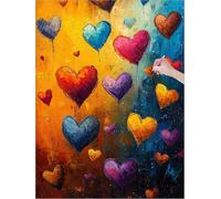 Colorful Diamond Art Heart Diamond Painting Kits for Adults Beginners, 5D DIY Paint by Numbers for Adults, Square Drill Dimond Painting with Accessories, Room Decor, Gifts for Women 16x20 inch J-0