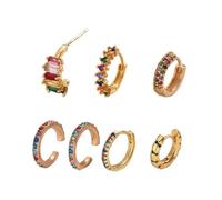Colorful Diamond Cartilage Cufflinks Earrings, Women's Copper Plated, Multi-Color Round Head, Jewelry Gifts