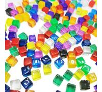 Colorful Dice 200Pcs,Acrylic Cubes 6 Sided Dice Dice Games Acrylic 8mm D6 Dice Set Translucent Gem Blocks Square DIY Dice Games Educational Multicolor 6 Sided Dice for Tabletop Gaming