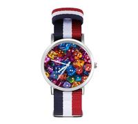 Colorful Dice Quartz Watches Without Scale Wrist Watch with Adjustable Strap for Men Women