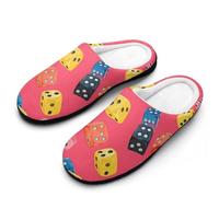 Colorful Dice Women's Cotton Slippers | House Slippers Memory Foam Washable Slip On Indoor Outdoor Home Shoes