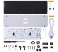 Colorful Digital Clock Soldering Kit RGB LED DIY Electronics Project with Alarm & Temperature Display for Students Hobbyists STEM Learning(White)
