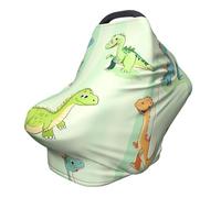 Colorful Dino Nursing Cover 360° Full Coverage Dinosaur Stretch Scarf for Breastfeeding and Car Seat Cover Fit for Most Pushchairs and Prams