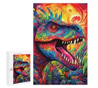 Colorful Dinosaur Artwork -3 Displayable Picture Puzzle, 1000 PCS - New Year Gift; for Couples, Friends And Family