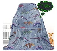 Colorful Dinosaur Blanket Glow in The Dark Blanket for Kids Soft Throw Blanket Fluffy Warm Glowing Dino Blankets for Bed Sofa Couch Fleece Blanket Unique Christmas Birthday Gift for Boys Girls Teen