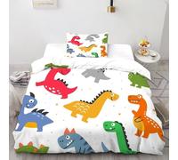 Colorful Dinosaur Duvet Cover,Single（135x200cm） Bedding & Linen Sets,art, 2 Piece Comforter Cover with Pillowcase And Fitted Sheet Hypoallergenic Soft Bed Cover Washable Suitable for Adults And Child