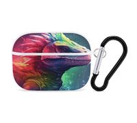 Colorful Dinosaur Earbuds Organizer Shockproof Protective Airpods Pro Cover with Carabiner Clip Anti Fall Carrying Earphone Case Cover for Airpods Pro 2nd Generation White