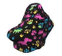 Colorful Dinosaur Nursing Cover 360° Full Coverage Dino Paw Print Stretch Scarf for Breastfeeding and Car Seat Cover Fit for Most Pushchairs and Prams