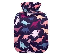 Colorful Dinosaur Pattern Hot Water Bottle with Velvet Cover Hot Water Bag for Pain Relief 1L, Neck Cramps Shoulders Pain Relief, Hot Cold Pack