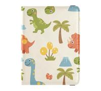 Colorful Dinosaur Pattern Passport Holder for Travel with Credit Card Holder Slots RFID Passport Book Holders PU Leather Travel Accessories for Women Men
