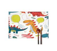 Colorful Dinosaur Pattern Placemats Set of 6 Heat Resistant Place Mats for Dining Table Non-Slip Placemat Easy Clean Washable Table Mats for Kitchen Table Indoor/Outdoor