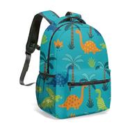 Colorful Dinosaur Print Backpack 16 Inch Tropical Palm Tree Vibrant Prehistoric Jungle Pattern 360 All Over Print Fashion Rucksack (01)