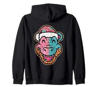 Colorful Dinosaur Santa Hat Christmas Joy Zip Hoodie