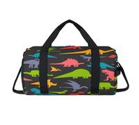 Colorful Dinosaur Sport Duffel Bag with Shoes Compartment Dino Cartoon Overnight Weekender Bags Travel Gym Luggage Organizer for Women Men Kids Girls Boys