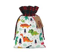 Colorful Dinosaurs Christmas New Year Candy Gift Bags S Size Drawstring Bags for Kids Xmas Holiday Xmas Eve Presents